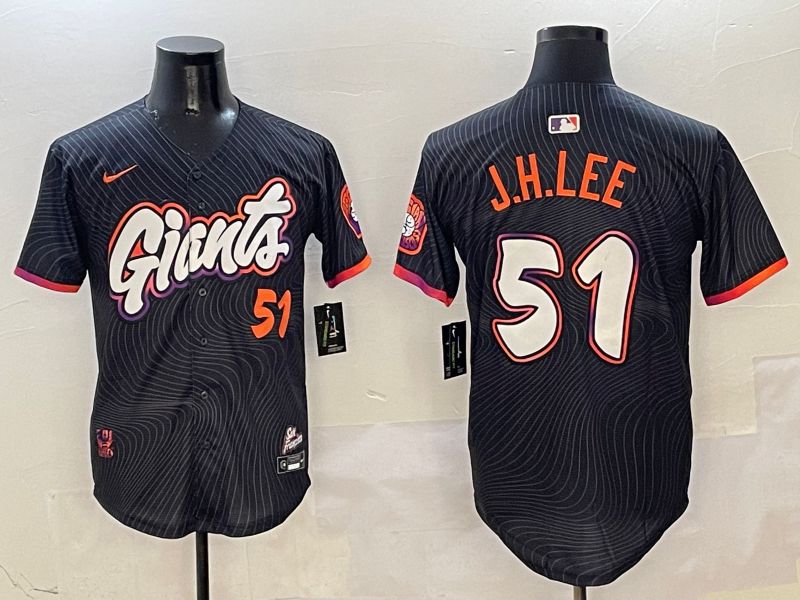 Men San Francisco Giants #51 J.H.Lee Black Second generation Joint Name Nike 2025 MLB Jersey style 20